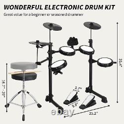 Glarry Electric Drum Kit 2 Switch Pedal 4 Pads 150 Sounds with Stool Headphone