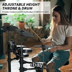 Glarry Electric Drum Kit 2 Switch Pedal 4 Pads 150 Sounds with Stool Headphone