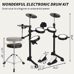 Glarry Electric Drum Kit 2 Switch Pedal 4 Pads 3 Cymbals 150 Sounds for Beginner