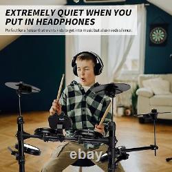 Glarry Electric Drum Kit 2 Switch Pedal 4 Pads 3 Cymbals 150 Sounds for Beginner