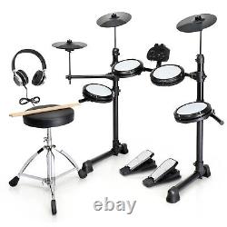 Glarry Electric Drum Set 150 Sounds 15 Drum kits with Headphone Sticks Stool