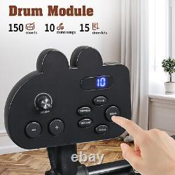 Glarry Electric Drum Set 150 Sounds 2 Switch Pedal 4 Quiet Mesh Pads Full Set