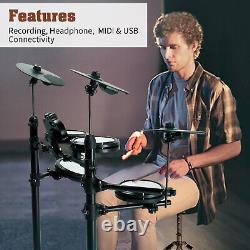 Glarry Electric Drum Set 150 Sounds 2 Switch Pedal 4 Quiet Mesh Pads Full Set