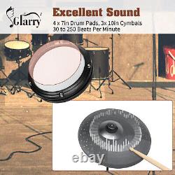 Glarry Electric Drum Set 150 Sounds 2 Switch Pedal 4 Quiet Mesh Pads Full Set