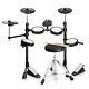 Glarry Electric Drum Set 2 Switch Pedal 4 Quiet Mesh Pads With Stool Headphone