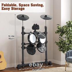 Glarry Electronic Drum Set for Beginner with 4 x 7in Drum Pads, 3x 10in Cymbals