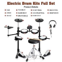 Glarry For Beginner Electronic Drum Kit with 4 Pads 3 Cymbals 150 Sounds