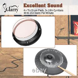 Glarry For Beginner Electronic Drum Kit with 4 Pads 3 Cymbals 150 Sounds