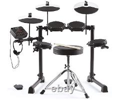 Kids Electronic Drum Set, 4 Mesh Pads, Drum Stool, Sticks, Headphones Kit