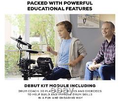 Kids Electronic Drum Set, 4 Mesh Pads, Drum Stool, Sticks, Headphones Kit