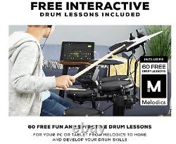 Kids Electronic Drum Set, 4 Mesh Pads, Drum Stool, Sticks, Headphones Kit