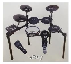 NEW 8 Piece Electronic DIGITAL DRUM SET Kit with STAND + Quiet Mesh Rubber Heads