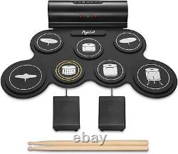 POGOLAB Roll up Electronic Drum Kit, 7 Digital Drum Practice Pad Mat with Dual