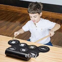 POGOLAB Roll up Electronic Drum Kit, 7 Digital Drum Practice Pad Mat with Dual