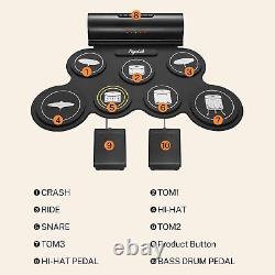POGOLAB Roll up Electronic Drum Kit, 7 Digital Drum Practice Pad Mat with Dual