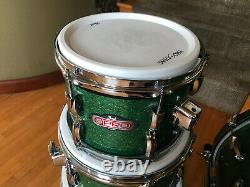 Pearl E pro Tru Trac 4pc Drum Set kit Green Glitter Pad Set with Electronic heads