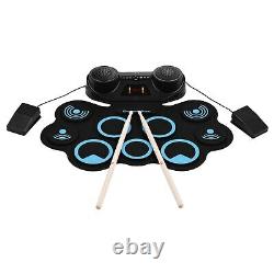 Portable Electronic Hand Roll Drum Pad Set Roll-Up Sensitive With Headphone
