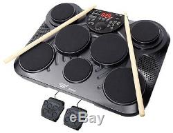Pyle PTED01 Electronic Table Top Drum Kit 7 Pad 2 Pedals 25 Preset Drum Kits