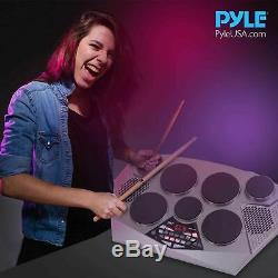 Pyle Pro Electronic Drum kit Portable Electric Tabletop Drum Set Machine wi