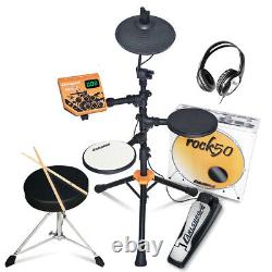 Starter Drum Kit, Stool and Headphones Electronic Digital Set Carlsbro Rock 50